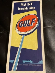 VINTAGE HIGHWAY MAP - 1962 - GULF OIL LP / Maine State / Map of Tankstelle / USA - Bild 1 von 4