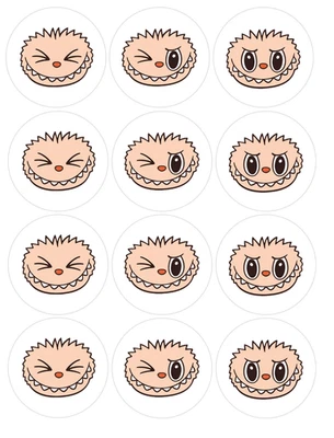 12 rondas de imagen comestible LABUBU, elige tu talla, precortado Foto 1 de 4