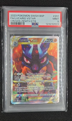 2023 Pokémon Crown Zenith ETB Promo - Lucario VSTAR SWSH #291 - PSA 9 Mint - Image 1 of 2