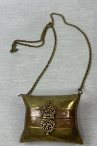 Pillow Purse 1920s 1930s Brass & Copper Art Deco Metal Handbag - Picture 1 of 5