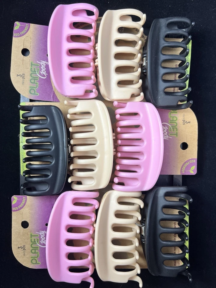 Lote de 3 paquetes Planet Goody - Clip de garra grande - 17672 - 9 piezas rosa tostado negro Foto 1 de 1