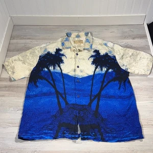 Camisa con botones Guess Tropical Beach Paradise para hombre talla grande rayón - Imagen 1 de 7