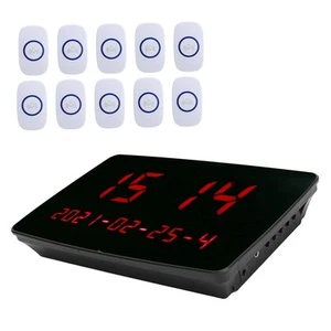 US Plug 1 To 10 Wireless Pager Call Button Receiver System Hotel HandHeld P ND - Zdjęcie 1 z 12