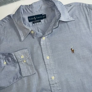 Ralph Lauren Classic Fit Button Down Flesh Pony Shirt Mens 16 34/35 Lg Blue - Picture 1 of 8
