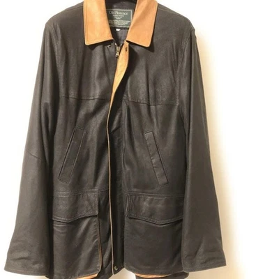 Old Florence Leather Biker Jacket Men’s Sheep Leather Black Size 48 - Image 1 of 4