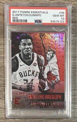 2017-18 Panini Essentials #34 Giannis Antetokounmpo Red GEM MINT PSA 10 - Image 1 of 2