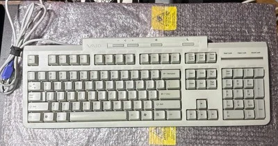 Sony Vaio PCVA-KB4P/U Desktop PS2 Wired Keyboard w/ Num Pad Six Pin PC Clean WHT - Image 1 of 3