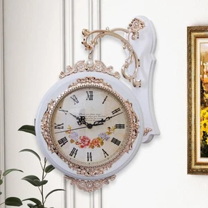 Double Sided Wall Clock Vintage Design Decorative Clock for Bedroom Kitchen - Picture 1 of 12
