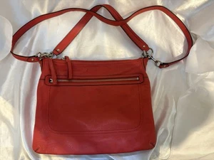 Coach Poppy Red Leather Bag Silver Hardware Black Liner Crossbody strap See pics - Picture 1 of 11