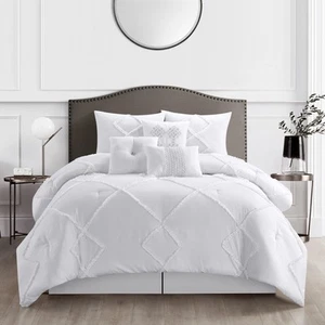 Nanshing Melissa 3D Clip Jacquard 7 Piece Comforter Set White California King - Picture 1 of 5