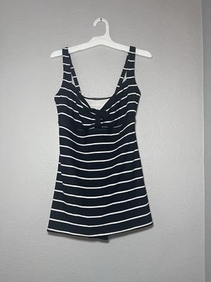 Traje de baño Tankini Coco Rave negro blanco a rayas top mujer talla M 34D Foto 1 de 4