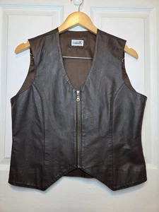 Chaleco De Colección Newport News Cuero Marrón M Western Rodeo Vaquero Años 80/90 Motociclista - Imagen 1 de 11