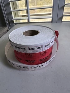 2 Rolls In Total , Staples Double Ticket Roll Red And Single White Admit One - Picture 1 of 6