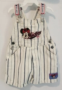 Vintage Mickey Mouse Denim Overall gestreift 3T Baseball selten Rarität Y2k Baby Kleinkind - Bild 1 von 14