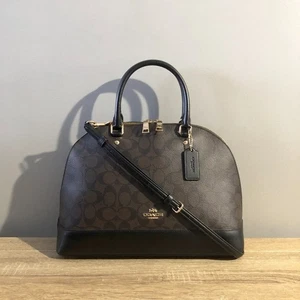 Bolso de mano bandolera Coach Sierra Satchel Signature marrón negro domo precio de venta sugerido por el fabricante 398 USD - Imagen 1 de 17