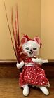 Retired 2010 Annalee 7” VALENTINES DAY MOUSE GIRL ❤️ Red Dress • Hearts • Tinsel