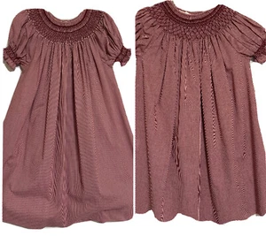 Sew Beautiful Burgundy Smocked Short Sleeve Dress Wedding Holiday Sizes 3T & 4T - Picture 1 of 10