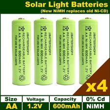 4 x AA Solar Light Batteries Rechargeable 1.2V 600mAh NiMH (Replaces old NiCd)