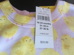 NWT OLD NAVY Girls 18-24 Long Sleeve EASTER Pajamas Yellow Chicks Lavender - Picture 1 of 9