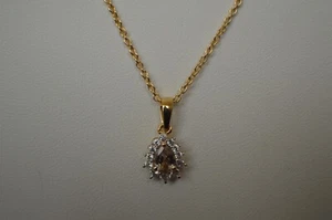 0.70ct Turkizite / Zircon Pendant with 20" Chain 14K Yellow Gold over Silver - Picture 1 of 10