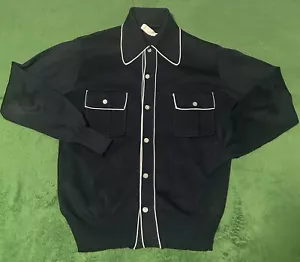 Vintage 80s 90s Blue Button Shirt Womens Size Medium M Thin Made In Italy - Picture 1 of 8
