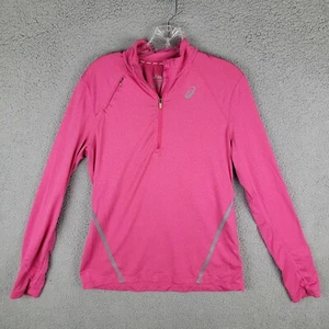 Asics Women's Light Weight Jacket Running Active 1/4 Zip Long Sleeve Pink Large - Picture 1 of 10