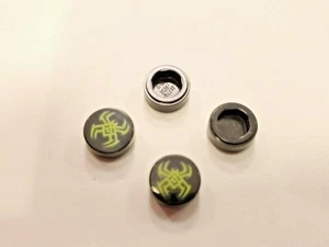 10x- schwarze Fliese, rund 1 x 1 mit Limettenspinnenmuster (98138pb185) NEU - Bild 1 von 1