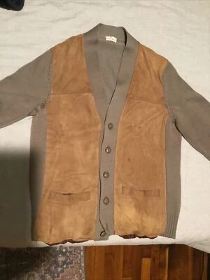 Cárdigan suéter vintage de gamuza y lana para hombre pequeño años 90 Italia Neiman Marcus Foto 1 de 4