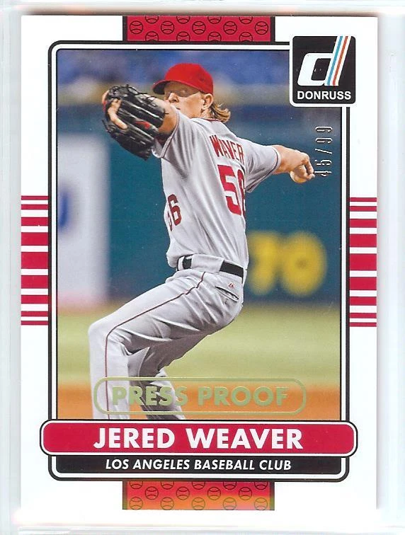 2015 帕尼尼·唐鲁斯新闻证明 #103 JERED WEAVER #45/99 洛杉矶天使 — 第 1/1 张图片
