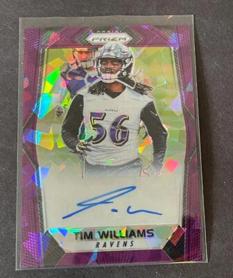 TIM WILLIAMS RAVENS ROOKIE PURPLE CRACKED ICE RC AUTO #/75 2017 PRIZM AUTOGRAPH - Image 1 of 2