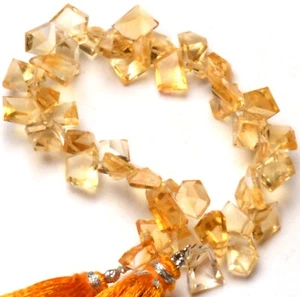 Natural Gem Golden Citrine 8 to 11 mm Size Cut Stone Beads 7" Strand - Picture 1 of 7