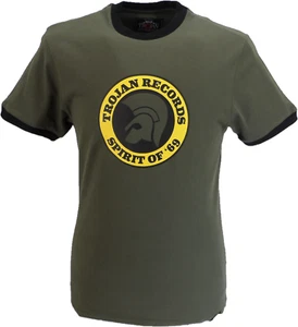 Trojan Records Mens Army Green Spirit of 69 100% Cotton Peach T-Shirt - Picture 1 of 2