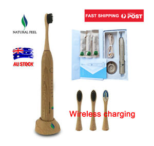 Natural Feel Electric Toothbrush Bamboo Head Wireless charging Soft Bristles 