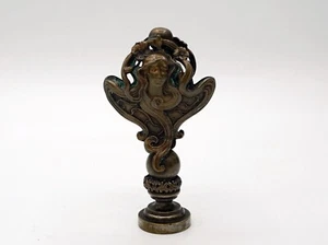 Jugendstil Bronzefigur - Frauenfigur - Bronze Petschaft - Jungefrau - ca. 1900 c - Bild 1 von 5