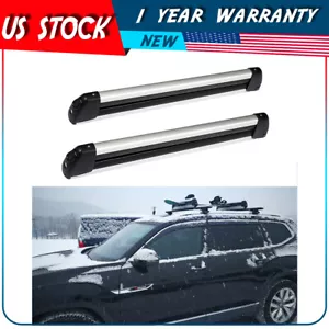 2Pcs Universal Car Ski Carriers Mount Snowboard Ski With Key Roof Rack Cross Bar - Foto 1 di 22
