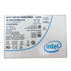 Intel DC P4500 4TB SSD U.2 PCIe 3.1 x4 NVMe 2.5" 15mm TLC SSDPE2KX040T7 - Picture 1 of 6