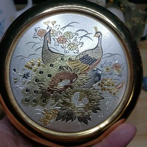 The Art of Chokin 24KT Gold-Edged Round Trinket Box Pheasants - Picture 1 of 8