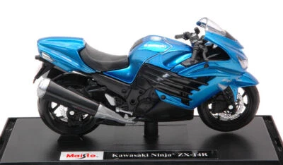 MODELLINO MOTO MAISTO STATICO KAWASAKI NINJA ZX-14R BLU MODELLISMO SCALA 1:18 - Immagine 1 di 4