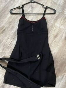 bebe romper black with red stitching and belt xs