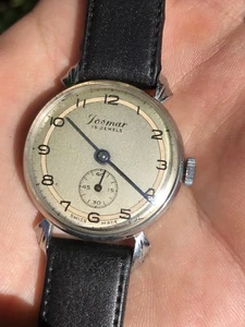 1940s Josmar Bicolor Dial Swiss Made Fancy Lugs Mens Dress Watch 31,5mm - Picture 1 of 12