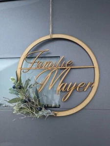 30cm Groß Türschild Türkranz Namenschild aus Holz personalisiert mit Wunschname - Bild 1 von 2