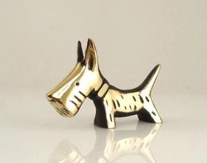 Walter BOSSE Vienna Large TERRIER 65mm Scotch Terrier Dog Patinated Bronze Brass - Picture 1 of 5
