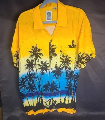 Ocean Current 复古男式夏威夷纽扣衬衫大号 — 第 1/4 张图片