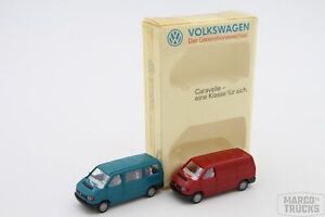 Wiking Set VW Caravelle + Transporter Werbebox Generationenwechsel /WI565