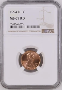 1994-D  1C RD  Lincoln Memorial One Cent  NGC MS69RD  6344066-003 - Picture 1 of 2