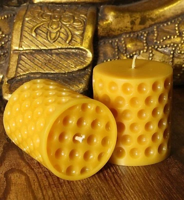 Organic Yellow Pure Beeswax Candles 100% Natural Honey Bees Wax USA Cotton Wick - Image 1 of 4
