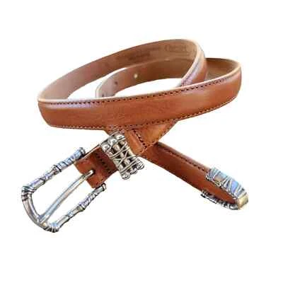Talbots Womens Camel Leather Belt sz Small Skinny Made in USA Casual Workweaar  - Image 1 of 4