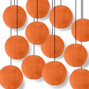 BULK PACK (12) 10" Orange Shimmering Nylon Lantern, Even Ribbing, Durable, Hangi - Picture 1 of 3