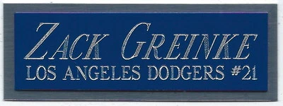 ZACK GREINKE LA DODGERS PLACA DE IDENTIFICACIÓN AUTOGRAFIADA Firmada Béisbol Exhibición CUBO ESTUCHE Foto 1 de 3