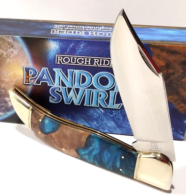 Navaja de Bolsillo Rough Rider Buck Deer Slayer Pandora Remolino Desollado Caza Foto 1 de 4